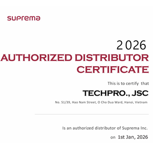 TECHPRO chính thức nhận chứng chỉ “Authorized Distributor Certificate 2026” từ đối tác Suprema - tiếp nối hợp tác chiến lược
