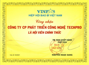 Công ty Cổ Phần Phát Triển Công Nghệ TECHPRO – Vinh dự trở thành thành viên chính thức của Hiệp Hội Bao Bì Việt Nam