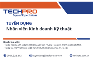 TECHPRO tuyển dụng vị trí Nhân viên Kinh doanh Kỹ thuật