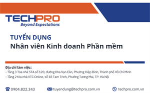 TECHPRO tuyển dụng vị trí Nhân viên Kinh doanh phần mềm