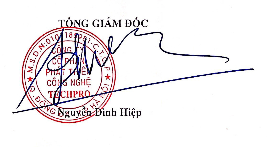 chữ ký tổng giám đốc TECHPRO