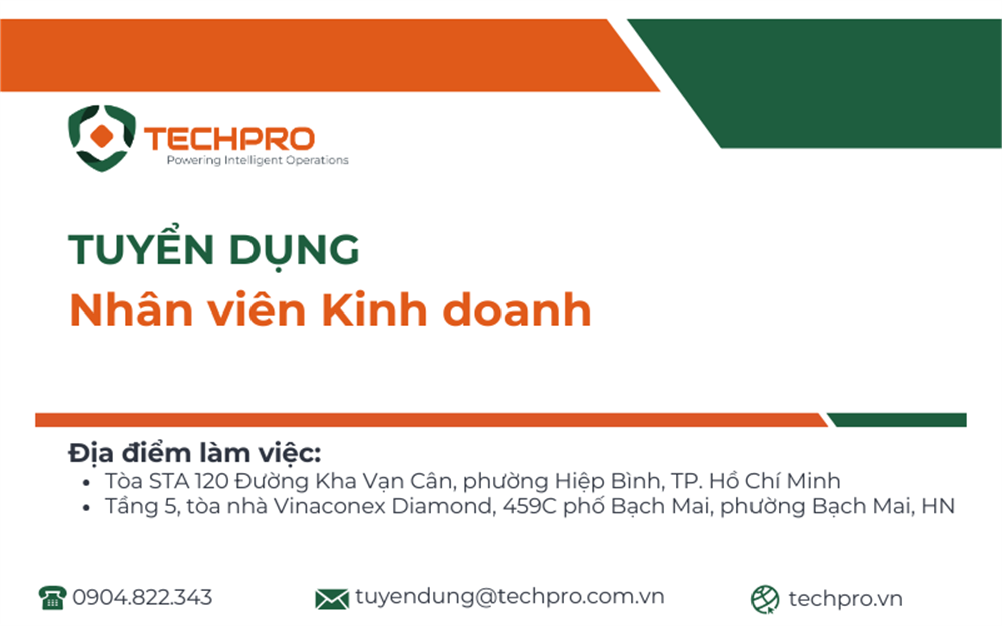 TECHPRO tuyển dụng Nhân viên Kinh doanh