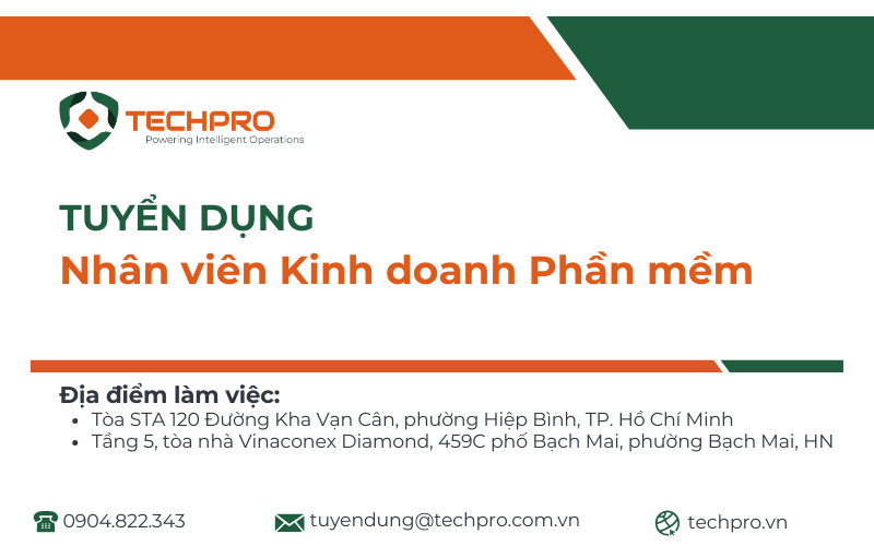 TECHPRO tuyển dụng Nhân viên Kinh doanh Phần mềm