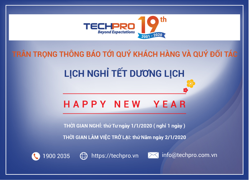 TECHPRO thông báo lịch nghỉ tết dương lịch 2020