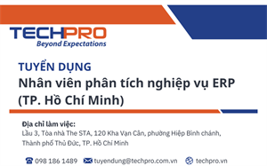 TECHPRO tuyển dụng Nhân viên Phân tích nghiệp vụ ERP (Hà Nội/TP. Hồ Chí Minh)