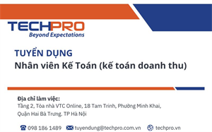 TECHPRO tuyển dụng vị trí kế toán doanh thu (Hà Nội)